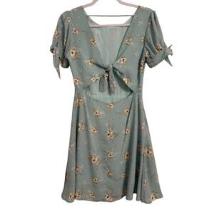 Lumiere New Women's S Fairy Floral Cutout Bow A-line Mini Dress Retro Pin Up